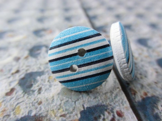 Preview: Holz Knopf Ohrstecker Streifen Stripes